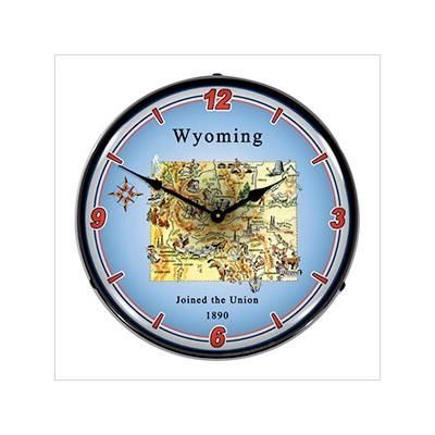 Collectable Sign and Clock State of Wyoming Backlit Wall Clock