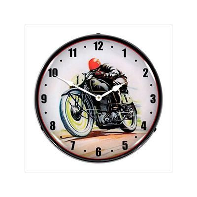 Collectable Sign and Clock Road Racer Motorcycle Backlit Wall Clock