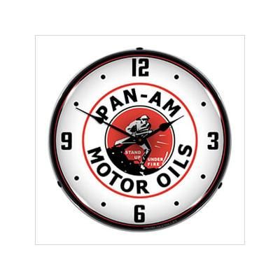 Collectable Sign and Clock Pan Am Motor Oils Backlit Wall Clock