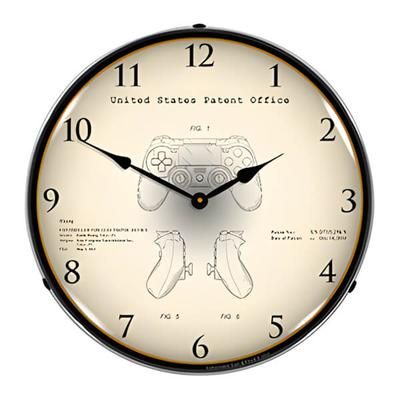 Collectable Sign and Clock 2013 PS4 Controller Patent Blueprint Backlit Wall Clock