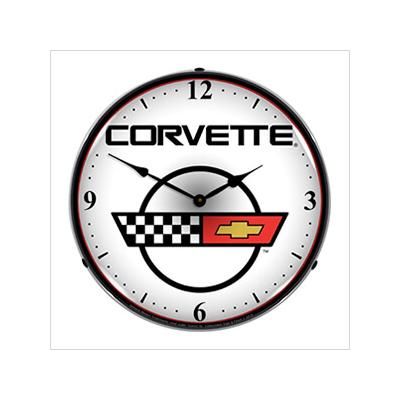 Collectable Sign and Clock C4 Corvette Logo Backlit Wall Clock