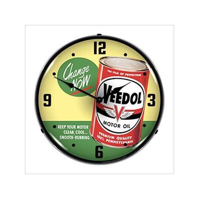 Collectable Sign and Clock Veedol Change Oil Now Backlit Wall Clock
