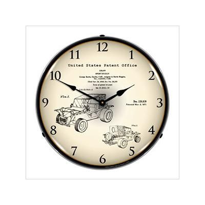 Collectable Sign and Clock 1971 George Barris Sport Buggy Patent Blueprint Backlit Wall Clock