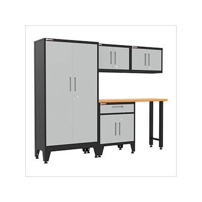Armadillo Tough Grey 5-Piece Garage Cabinet Set with Levelers