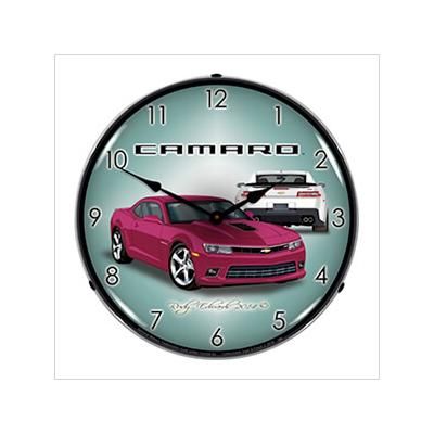Collectable Sign and Clock 2014 SS Magenta Camaro Backlit Wall Clock