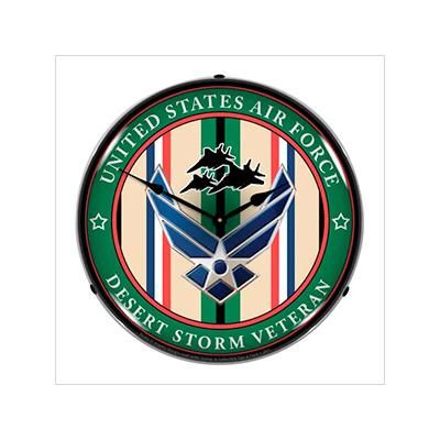 Collectable Sign and Clock Air Force Veteran Operation Desert Storm Backlit Wall Clock