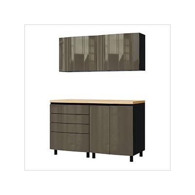 Contur Cabinet 5' Premium Terra Grey Garage Cabinet System with Butcher Block Tops