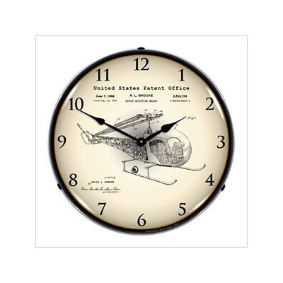 Collectable Sign and Clock 1966 Bell 47D-1 Helicopter Patent Blueprint Backlit Wall Clock