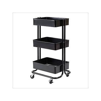 Seville Classics 3-Tier Rolling Steel Bin Trolley Cart (Black)