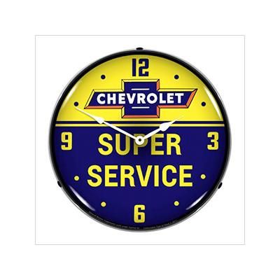 Collectable Sign and Clock Chevrolet Bowtie Super Service Backlit Wall Clock