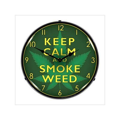 Collectable Sign and Clock Keep Calm and Smoke Weed Backlit Wall Clock