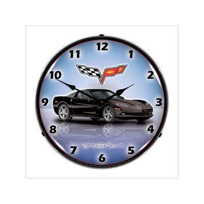 Collectable Sign and Clock C6 Corvette Black Backlit Wall Clock