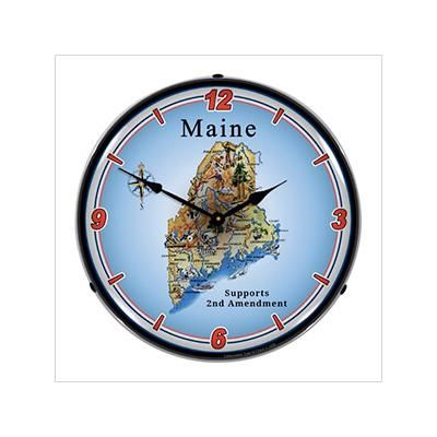 Collectable Sign and Clock Maine Supports the 2nd Amendment Backlit Wall Clock