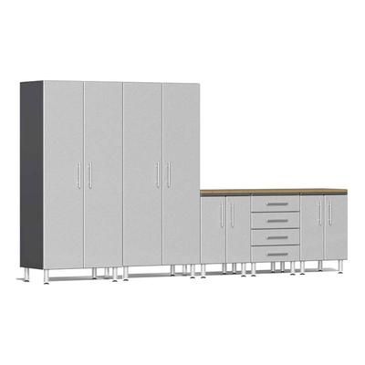 Ulti-MATE Garage Cabinets 6-Piece Garage Cabinet Kit with Bamboo Worktop in Stardust Silver Metallic