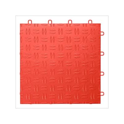 GearTile Diamond Pattern 12 x 12-Inch Red Garage Floor Tile (12 Pack)