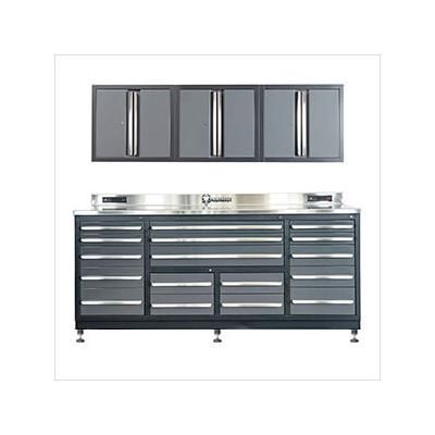Dragonfire Tools 17-Drawer 7-Foot HD Workbench with Leveling Feet and Wall Cabinets
