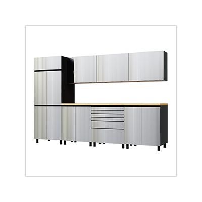 Contur Cabinet 10' Premium Stainless Steel Garage Cabinet System with Butcher Block Tops