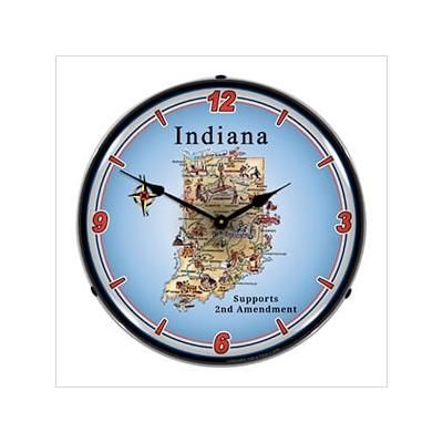 Collectable Sign and Clock Indiana Supports the 2nd Amendment Backlit Wall Clock