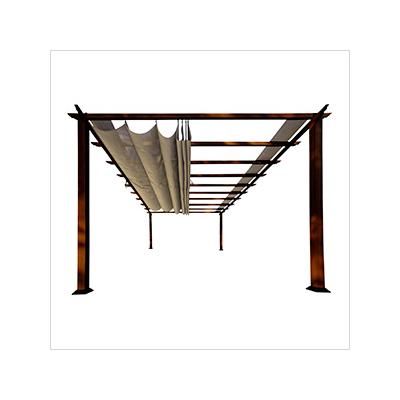 Paragon Outdoor 11 x 16 ft. Florence Soft Top Aluminum Pergola (Chilean Wood / Sand Canopy)