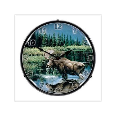 Collectable Sign and Clock Northern Solitude Moose Backlit Wall Clock