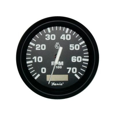 Faria Beede Instruments Euro Black 4" Tachometer w/Hourmeter - 7000 RPM Gas - Outboard 32840