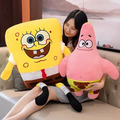 Coussin Bob l'éponge Patrick Star de grande taille, oreiller de câlin très doux, dessin animé, Kawaii, décoration de chambre, cadeaux de noël