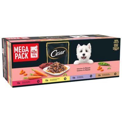 80x100g Deliciously Fresh Selection in Sauce Pouches Cesar Wet Dog Food