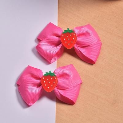 2pcs Baby Girls Hair Clip Strawberry Bow Hairpin Side Clip Headwear Hair Accessories Children's Gift