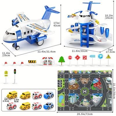 TEMU Kids Airplane Car Toys, Simulation Aircraft Music With Light Plane Diecasts, Kids Educational Toy As Christmas, Thanksgiving, Gift