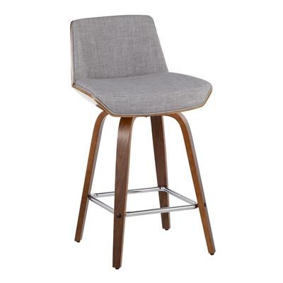 Corazza 26" Fixed-Height Counter Stool - Set Of 2 by Lumisource in Walnut Light Gray Chrome