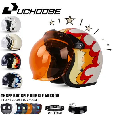 DOT Open Face Tre Quarti Casco Moto Casco da moto Uomo donna Casco da moto retrò Occhiali gratuiti Visiere a bolle libere