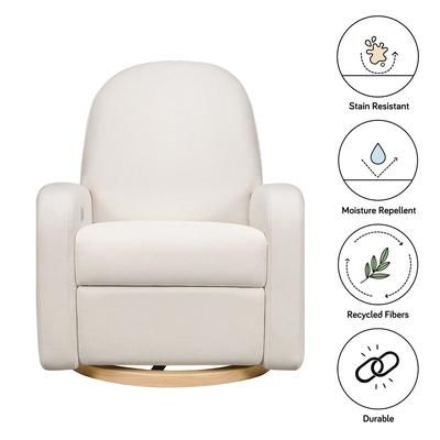 Babyletto Nami Electronic Swivel Glider Recliner w/ USB - Performance Cream Eco-Weave w/ Light Wood