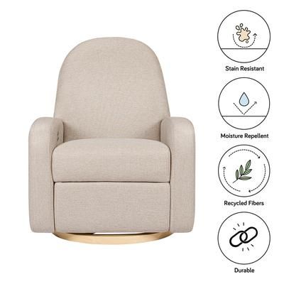 Babyletto Nami Electronic Swivel Glider Recliner w/ USB - Performance Beach Eco-Weave w/ Light Wood