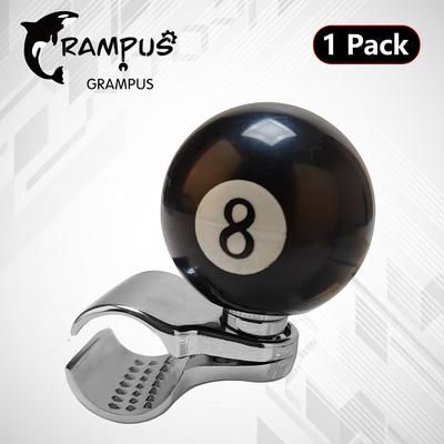 TEMU Grampus 8 Ball Steering Wheel Knob Spinner - 360° Rotation, One-handed Drive Reversing Operation, Stainless Steel & Resin, Black With 8 Design, Fit For Boats & Tractors