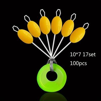 TEMU Beans Fishing Gear Accessories Anti-collision Beans 17 Sets * 6pcs / Set = Size Oval Fishing Beans, Fixed Plug Float Float Fishing Tool Connector, Fishing Line Accessories