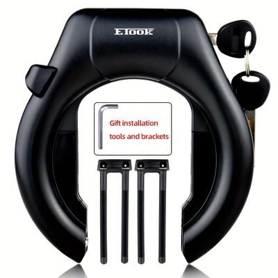 TEMU Etook Heavy-duty Bike Lock - Anti-theft U-shaped Crab Claw Design For Mountain & Road Bikes, Stainless With Paint