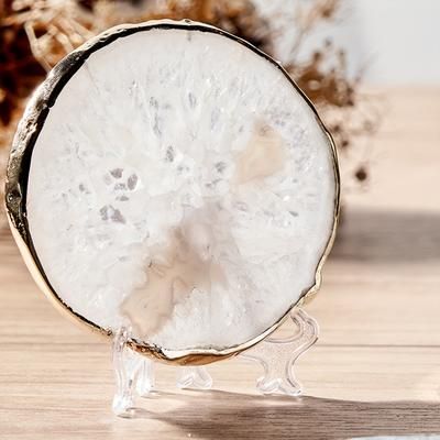 TEMU Agate Coasters Geode Coaster Gemstone Natural Stone Coasters For Coffee