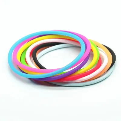10pcs Gummy Silicone Bracelets Punk Rock Rubber Band Unisex Wristband Elastic Hairband Scrunchie Bangle Fashion Accessories