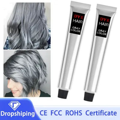 Gray Color Hair Dye Cream Unisex Hair Creams Professional Hair Dye Salon Wax Smoky Gray Punk Style Natural Plant Extract Dye
