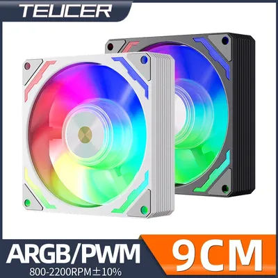 Teucer 90mm PC Case Fan PWM 800-2200rpm ARGB Low noise Slim ITX Desktop Chassis CPU Processor Radiator Cooling Ventilator 25mm