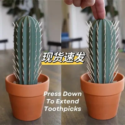 3DPrinted Cactus Toothpick Dispenser House Plant,3D Printed Cactus Toothpick Holder,for People Who Can't Keep Plants Alive Decor