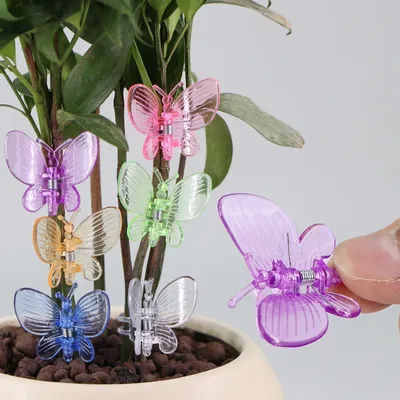 30/50/100pcs New Butterfly Plastic Plant Clips 4-Claw Orchid Flowers Support Clamp Clasp Tied Bundle Branch Climbing Vine Stem