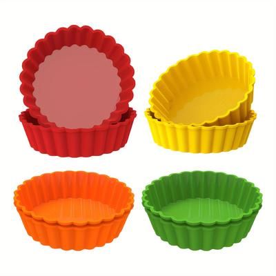 "TEMU 8pcs Silicone Mini Tart Pans - 4" , Hexagon & Small Pie Molds For Baking - Oven Safe, Birthdays & Holidays, Molds, Baking Pan"