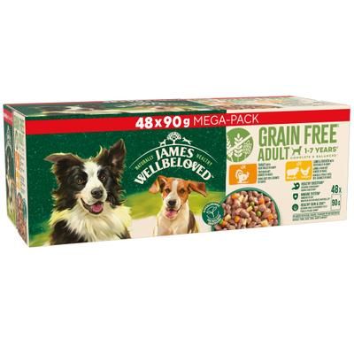 96x90g Turkey & Lamb in Gravy Pouches Hypoallergenic Grain Free Adult James Wellbeloved Wet Dog Food