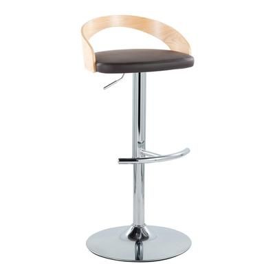 Grotto Adjustable Barstool - Set Of 2 by Lumisource in Chrome Natural Brown