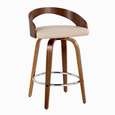 Grotto 26" Fixed-Height Counter Stool - Set Of 2 by Lumisource in Walnut Chrome Cream