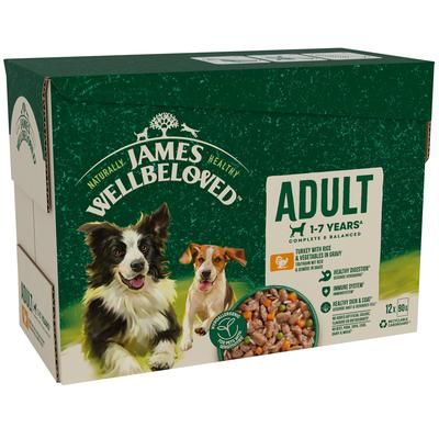 12x90g Adult Hypoallergenic Turkey in Gravy James Wellbeloved Wet Dog Food