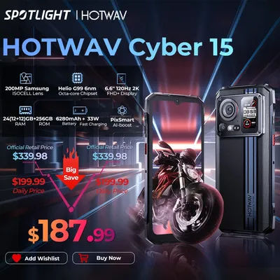HOTWAV Cyber 15 Rugged Smartphones G99 Gaming Phones 200MP Outdoor Shooting Cellphones On Sale 6.6'' FHD+ 120Hz 12GB 256GB