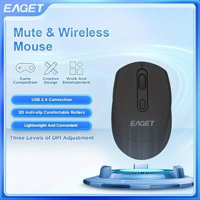 Eaget 2.4g Wireless Mouse, Ergonomic Portable Pink Silent Mouse With Usb Receiver, Lightweight 60g Plastic, For Pc/laptop/ Home Office Use