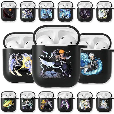 Coque Airpods Pro 3 2 1 Ichigo Rukia Renji, étui pour écouteurs Bluetooth, dessin animé japonais, noir